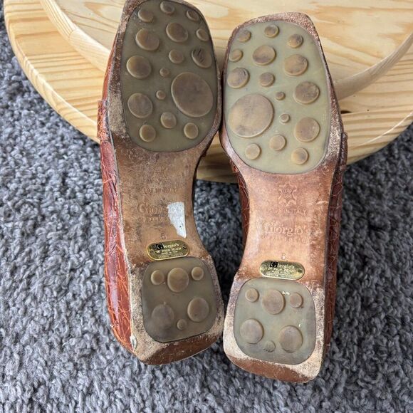 Giorgios of Palm Beach Crocodile Loafers Womens 6 Brown Leather Square Toe Italy - Picture 8 of 10